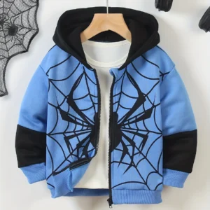 Boys' Spider Web Print Zip-Up Hoodie Jacket