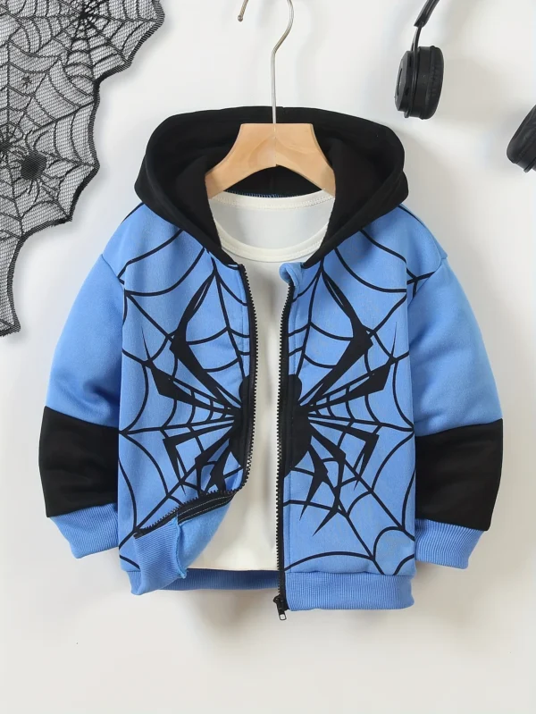 Boys' Spider Web Print Zip-Up Hoodie Jacket